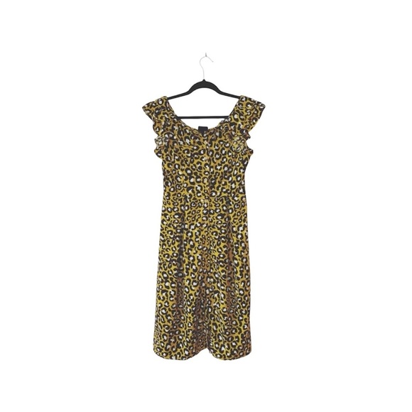 Who What Wear Mustard Yellow Leopard Print Ruffle Maxi Dress Xsmall Women’s - Picture 1 of 11